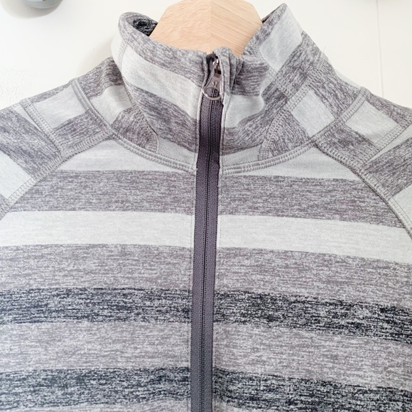 Lululemon Race Your Pace 1/2 Zip Pullover Shirt Top Striped Gray - Picture 2 of 7